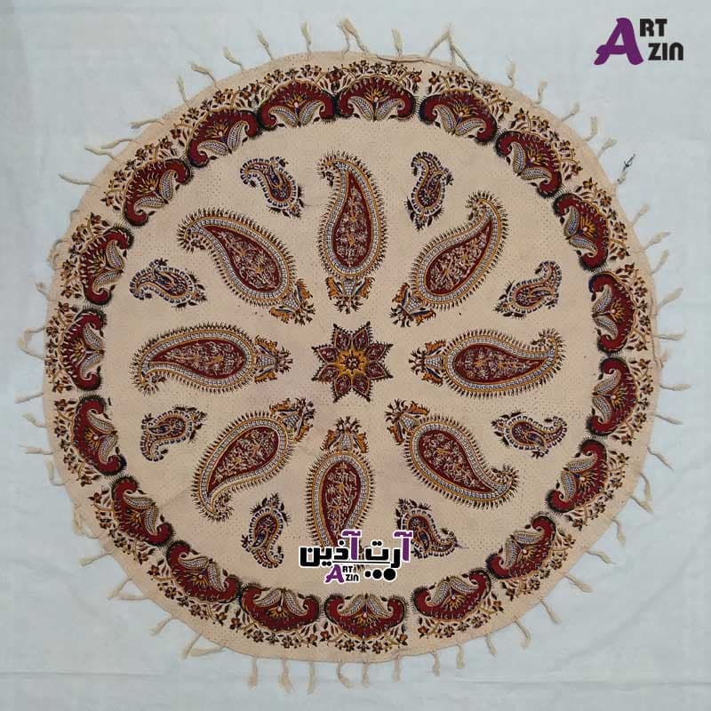 رومیزی قلمکار گرد اصفهان – سفره پارچه ای سنتی طرح بته جقه کد: 435