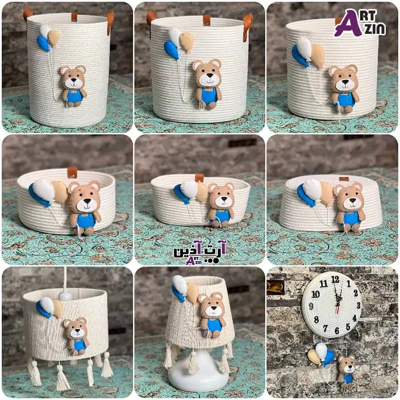 ست قیطان دوزی نوزاد دخترونه و پسرونه – 9 تکه طرح عروسکی خرس و بادکنک – کد: 889