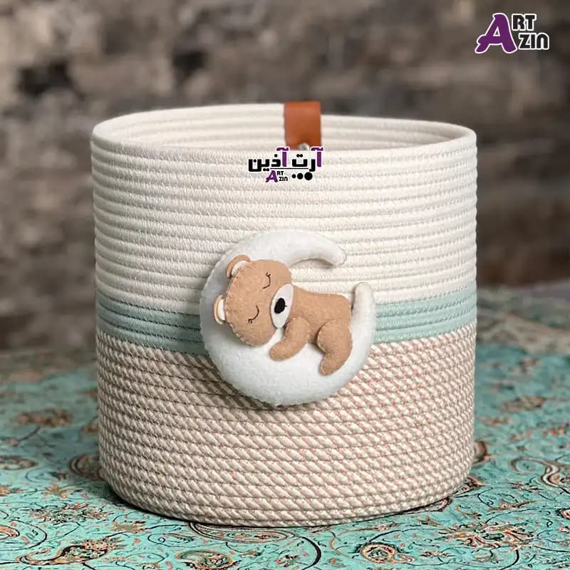 سیسمونی قیطان پسرونه عروسکی – ست اتاق نوزاد پسر قیطان دوزی 9 تکه طرح خرس خوابالو – کد: 883 — تصویر ۴