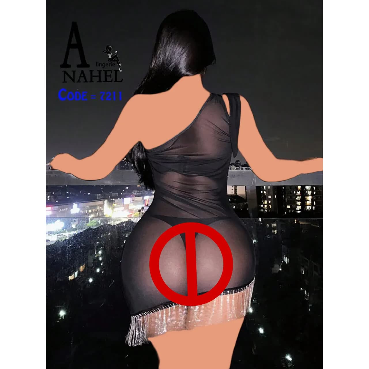 لباس خواب توری یقه رومی Anahel کد 7211 — تصویر ۴