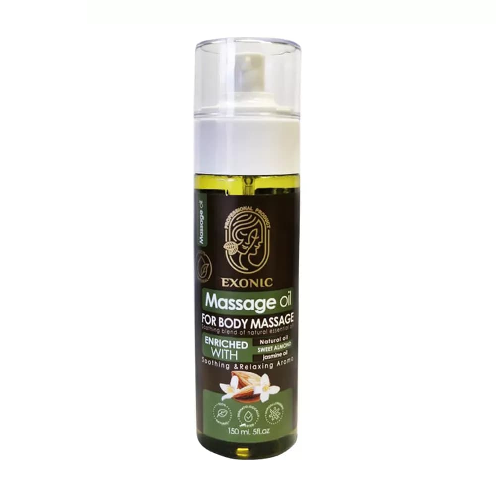 روغن ماساژ بدن اکسونیک حاوی روغن بادام شیرین و روغن یاس حجم 150 میلی‌لیتر