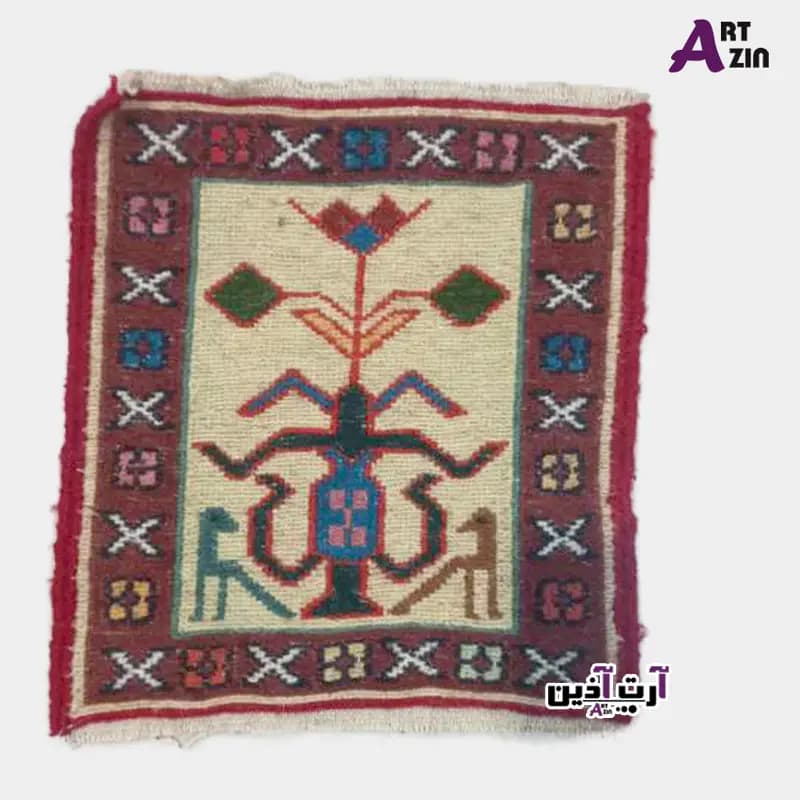 گلیم تزیینی کوچک دستبافت ورنی سنتی 30*30 سانتی کد: 14 – 500 — تصویر ۴