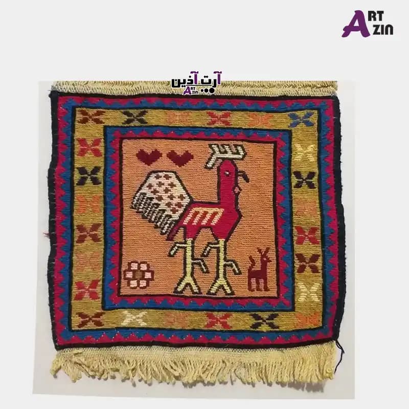 گلیم کوچک رومیزی تزیینی دستبافت ورنی سنتی 30*30 سانتی کد: 13 – 500