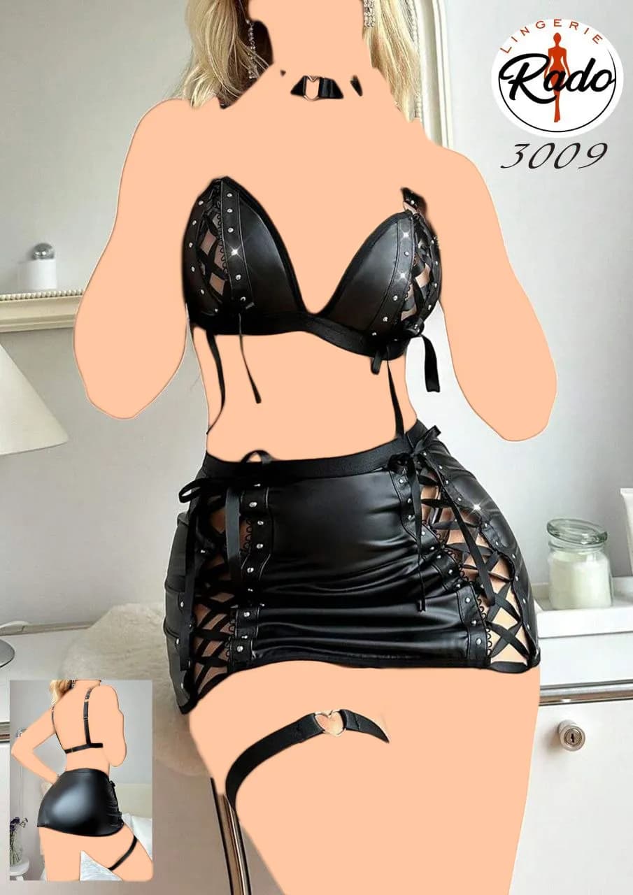 ست فانتزی چرم نگین‌دار Rado کد 3009 — تصویر ۷