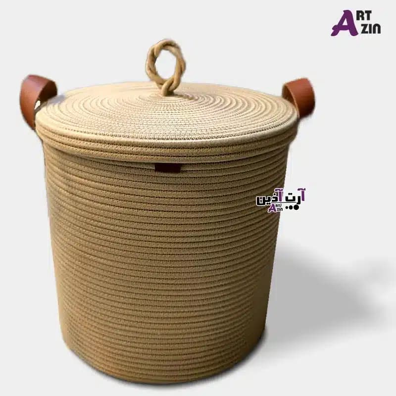 لاندری و سبد رخت چرک لباس درب دار یا سبد اسباب بازی قیطان دوزی 30*30 سانتی – کد: 871