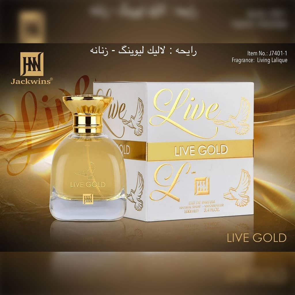 عطر ادکلن زنانه لایو گلد لالیک لیوینگ جانوین جکوین مدل Jackwin Live Gold حجم 100میل — تصویر ۲