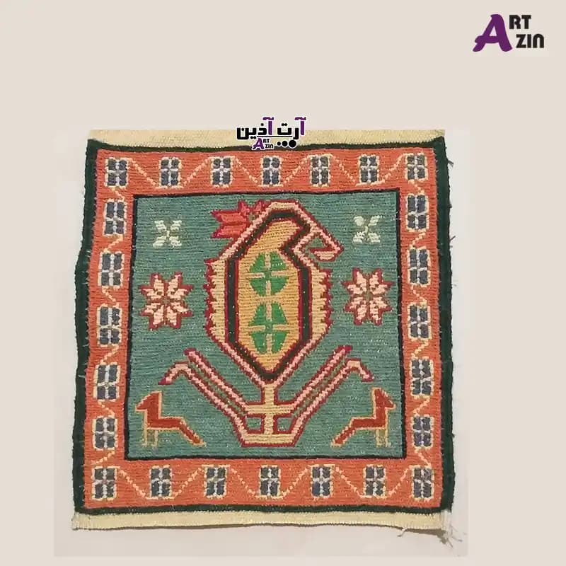 گلیم رومیزی کوچک دستباف ورنی سنتی ایرانی 30*30 سانتی کد: 4 – 500 — تصویر ۴