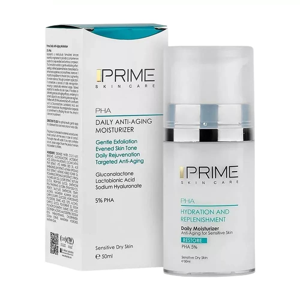 کرم بازسازی کننده و آبرسان صورت پرایم دارای PHA 5% حجم 50 میلی لیتر — تصویر ۷