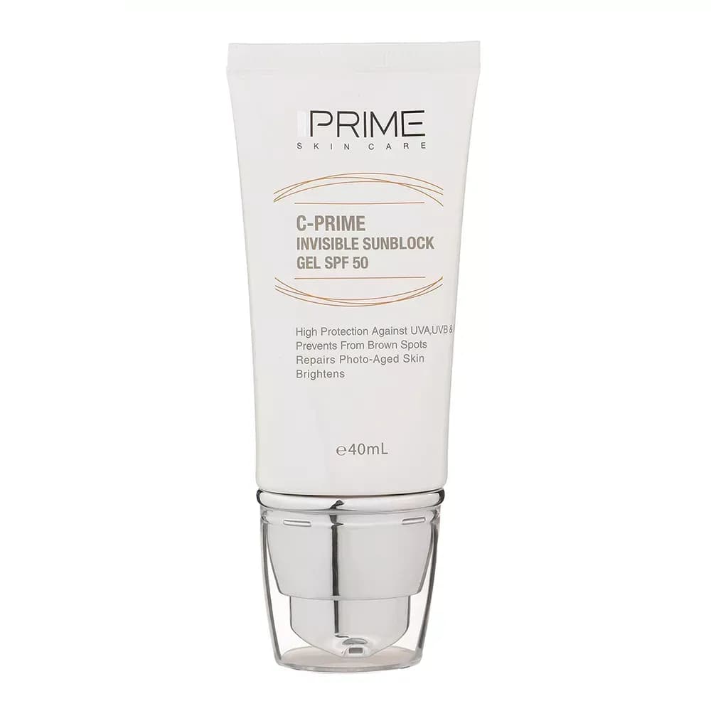 ژل ضدآفتاب بیرنگ پرایم SPF50 حاوی ویتامین C حجم 40 میلیلیتر