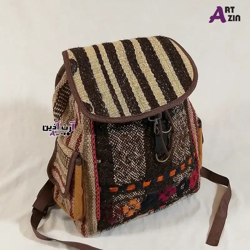 کوله پشتی مسافرتی دخترانه سنتی گلیمی و جاجیمی دستبافت – کد : 11 – 531 — تصویر ۵