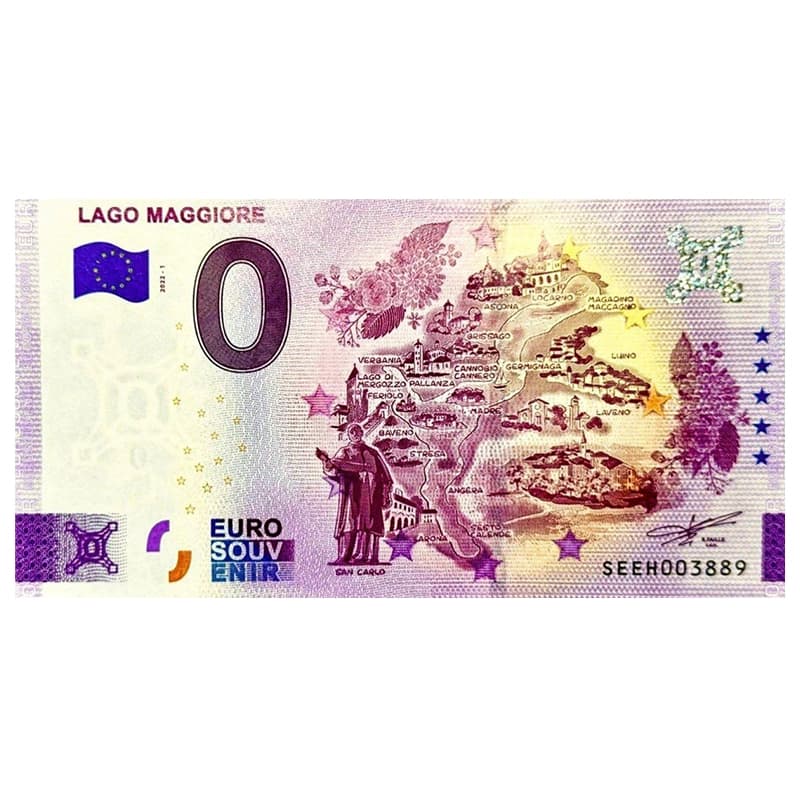 اسکناس صفر یورو با تصویر دریاچه ماجیوره ایتالیا ۲۰۲2 Lake Maggiore