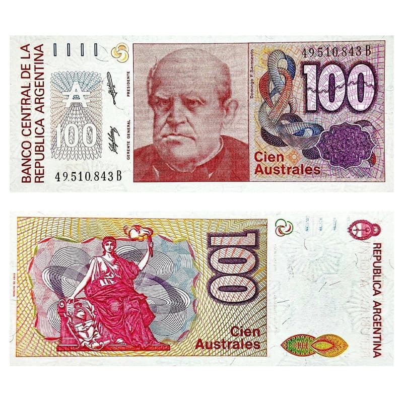 اسکناس 100 آسترال آرژانتین 1986 — تصویر ۳