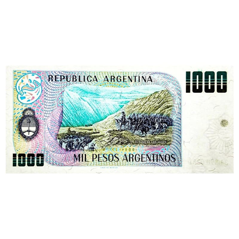 اسکناس 1000 پزو آرژانتین 1976 — تصویر ۲