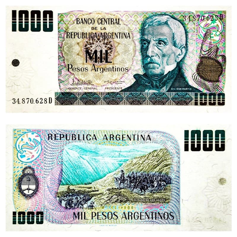 اسکناس 1000 پزو آرژانتین 1976 — تصویر ۳