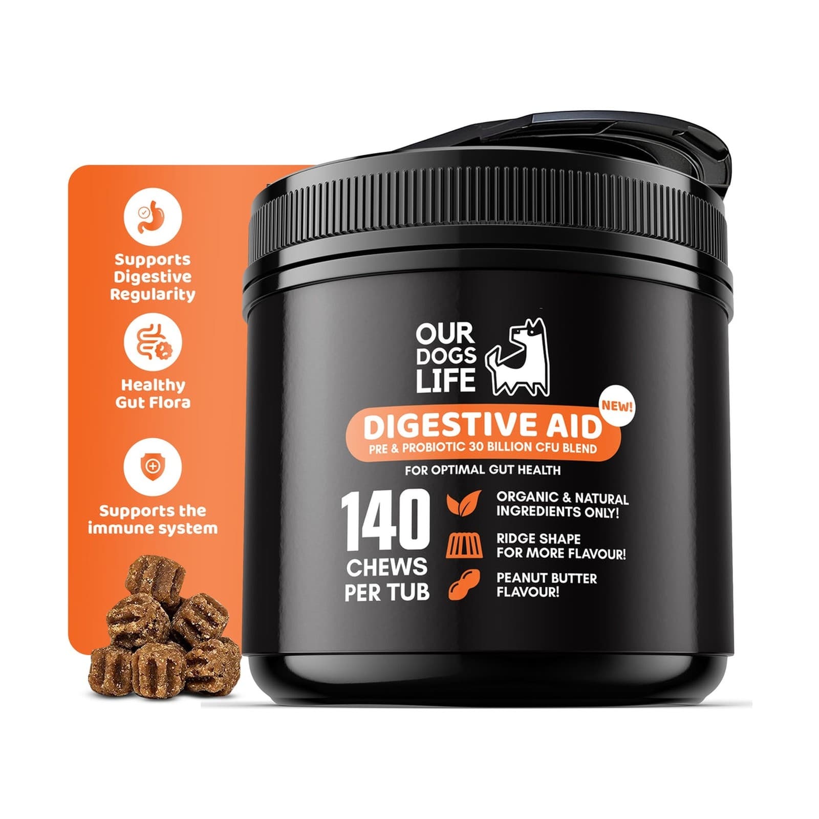 مکمل سلامت گوارش سگ داگز لایف Digestive Chews تعداد 140 عددی — تصویر ۱۰