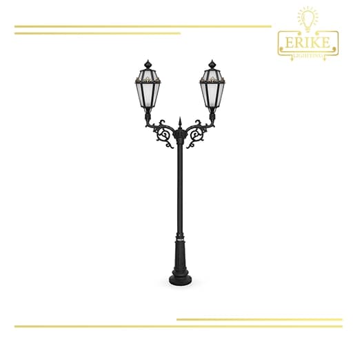 چراغ حیاطی پارکی شب تاب مدل برنارد دو شاخه پیچک