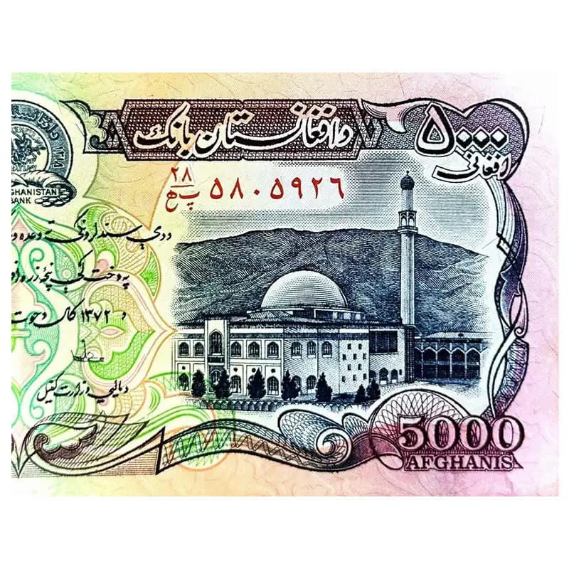 اسکناس 5000 افغانی افغانستان 1372 — تصویر ۹