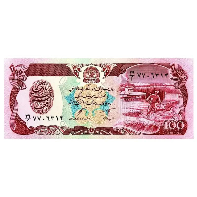 اسکناس 100 افغانی افغانستان 1370 — تصویر ۵