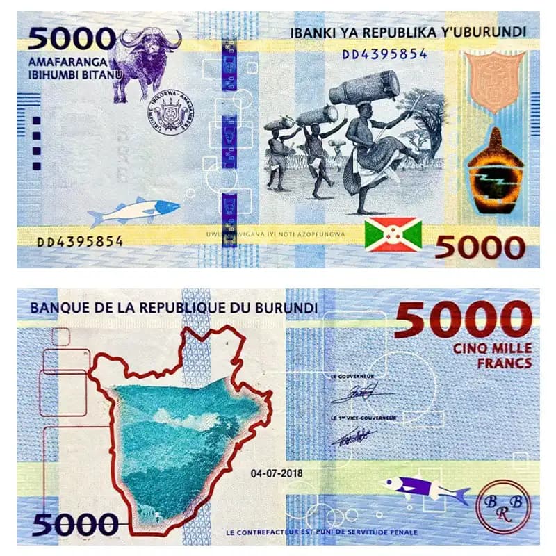 اسکناس 5000 فرانک بوروندی 2018 — تصویر ۳
