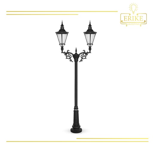 چراغ حیاطی پارکی شب تاب مدل اسپانیایی دو شاخه پیچک