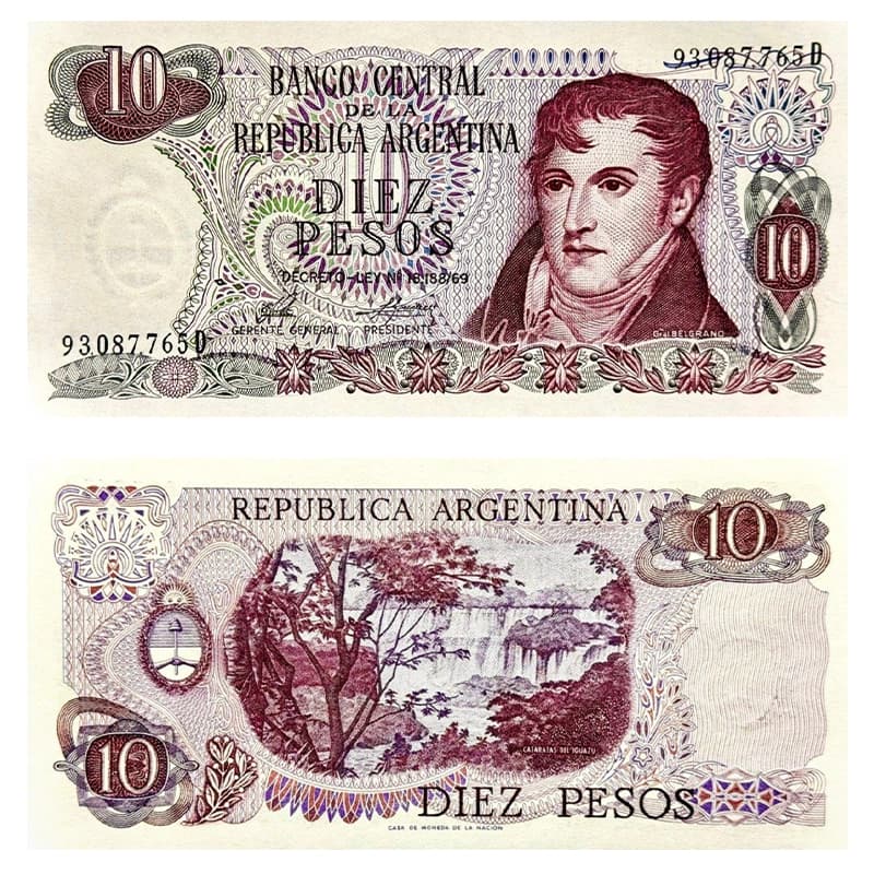 اسکناس 10 پزو آرژانتین 1976 — تصویر ۳