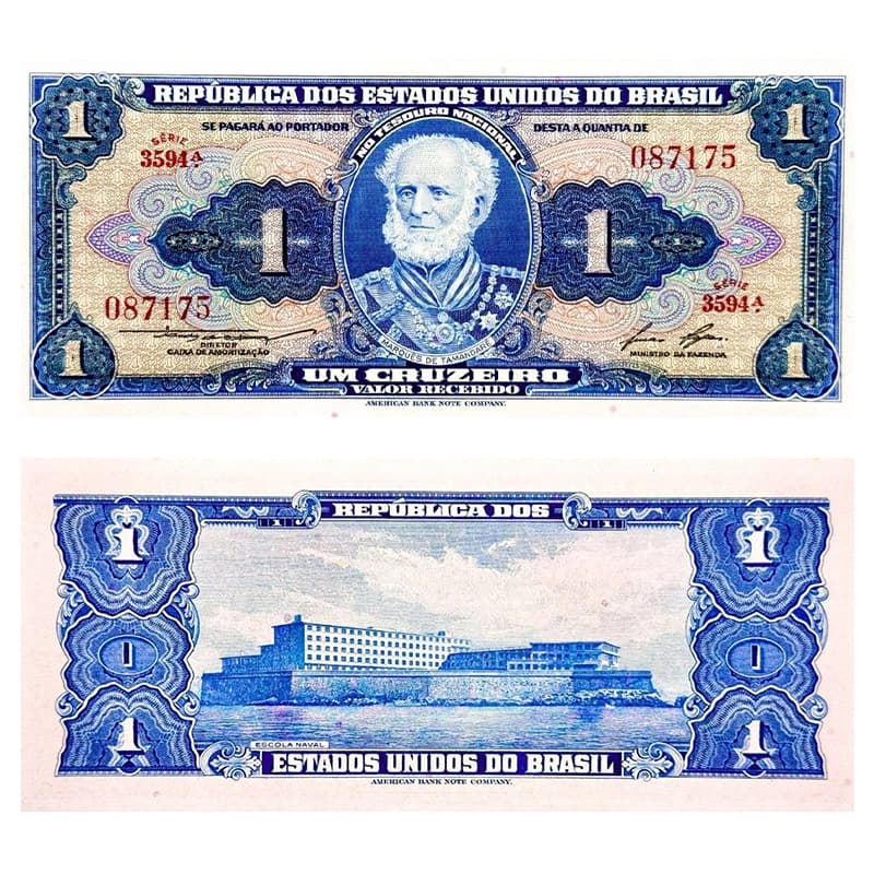 اسکناس 1 کروزیرو برزیل 1954 — تصویر ۳