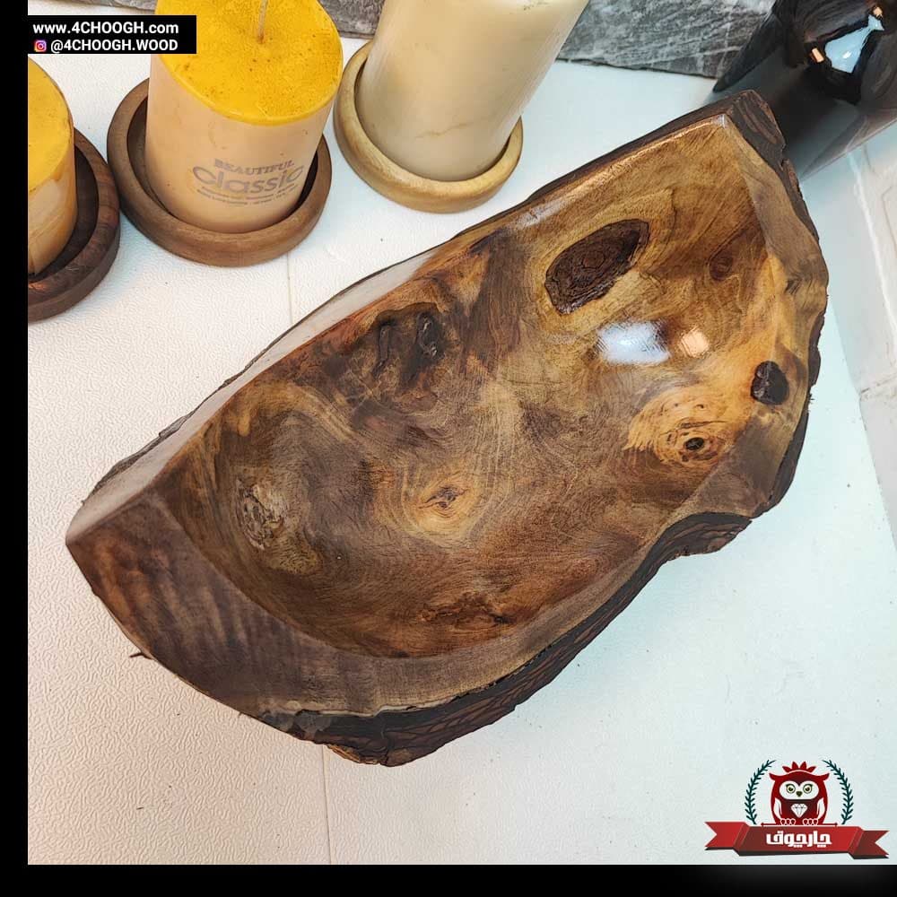 ظرف چوبی پذیرایی لوکس طرح کشکول مدل FD6-12 — تصویر ۲