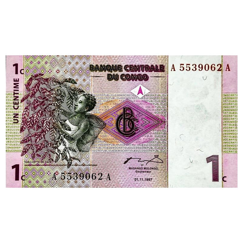 اسکناس 1 سانتیم کنگو 1997 — تصویر ۴