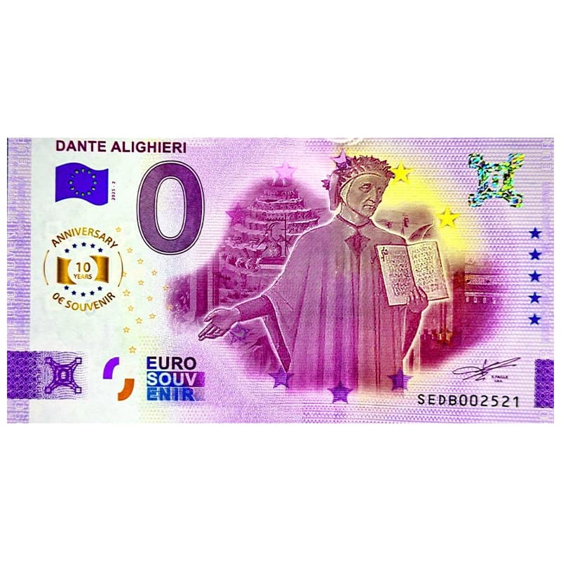 اسکناس صفر یورو دانته آلیگیری 2025 Dante Alighieri