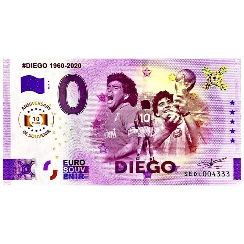 اسکناس صفر یورو دیگو مارادونا 2025 Diego