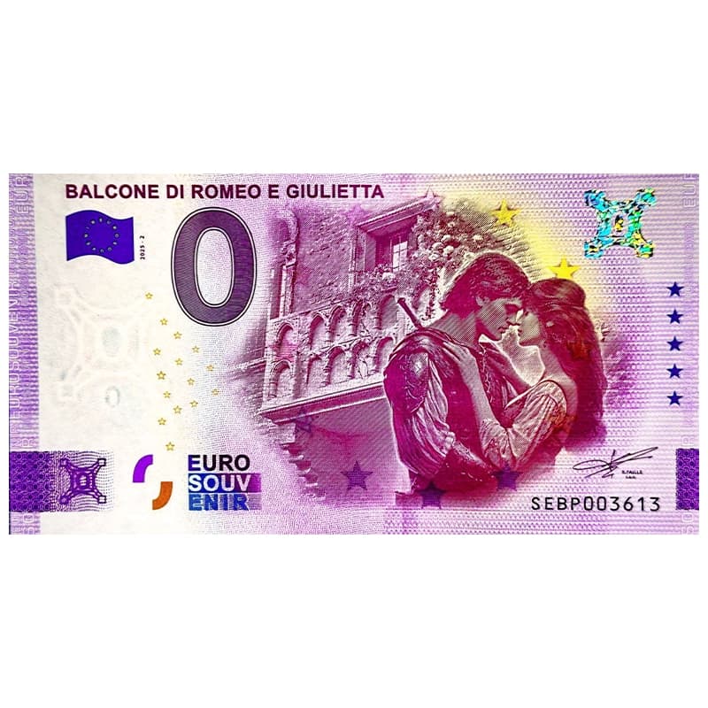 اسکناس صفر یورو رومئو و ژولیت 2025 Romeo E Giuloetta