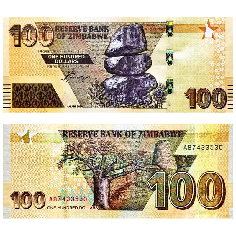 اسکناس 100 دلار زیمباوه 2020 — تصویر ۳