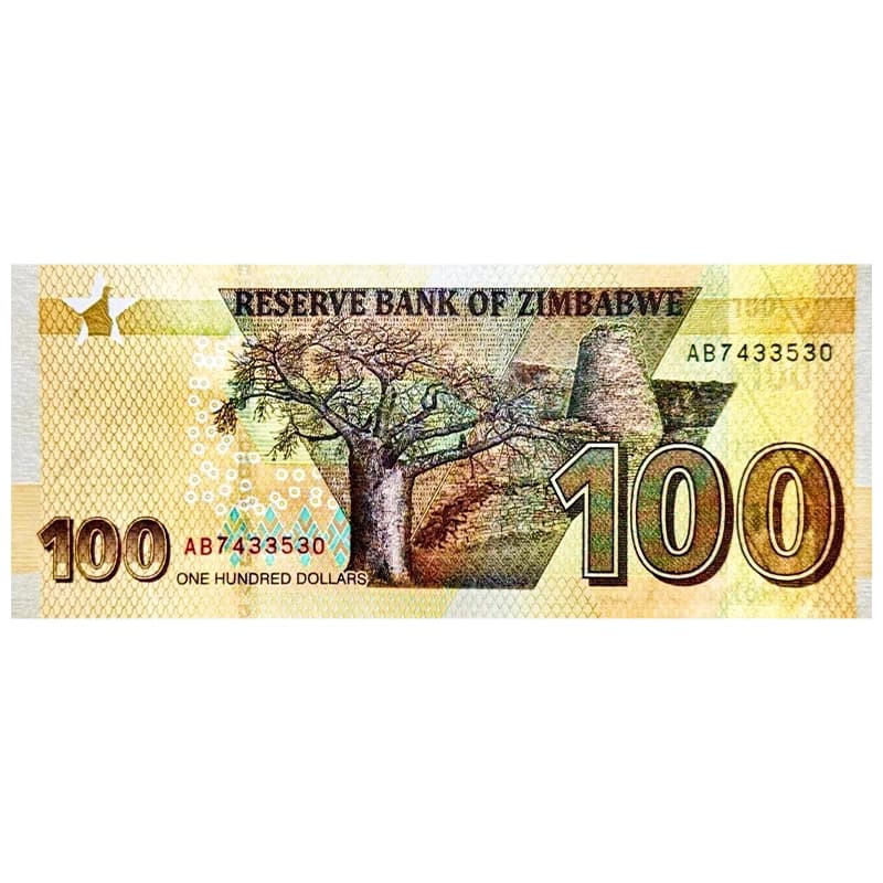 اسکناس 100 دلار زیمباوه 2020 — تصویر ۲
