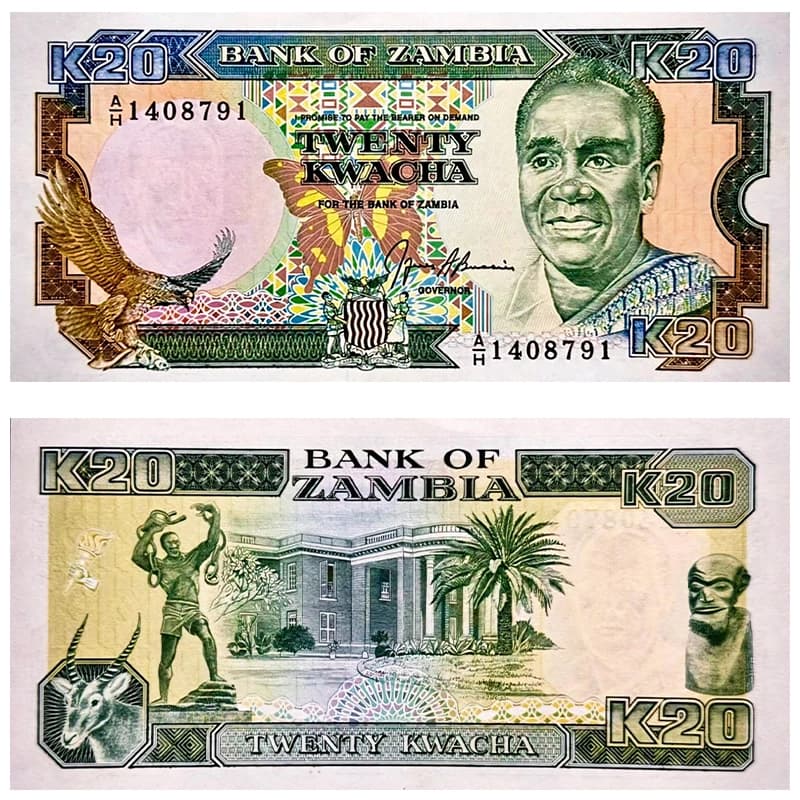 اسکناس 20 کواچا زامبیا 1989 — تصویر ۳