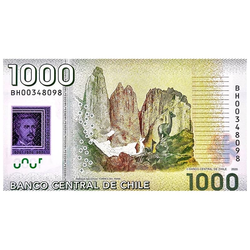 اسکناس 1000 پزو شیلی 2020 — تصویر ۲