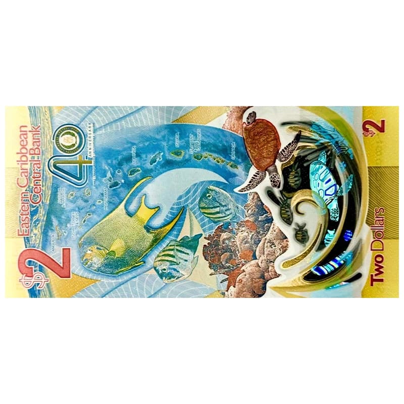 اسکناس 2 دلار کارائیب شرقی 2023 — تصویر ۲