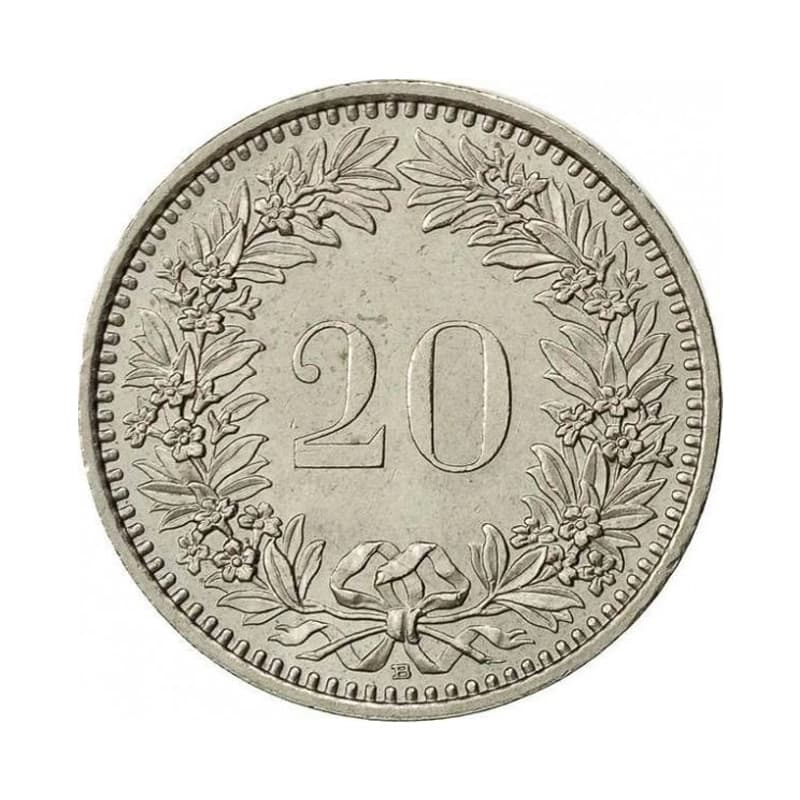 سکه 20 راپن سوئیس 1989 — تصویر ۲
