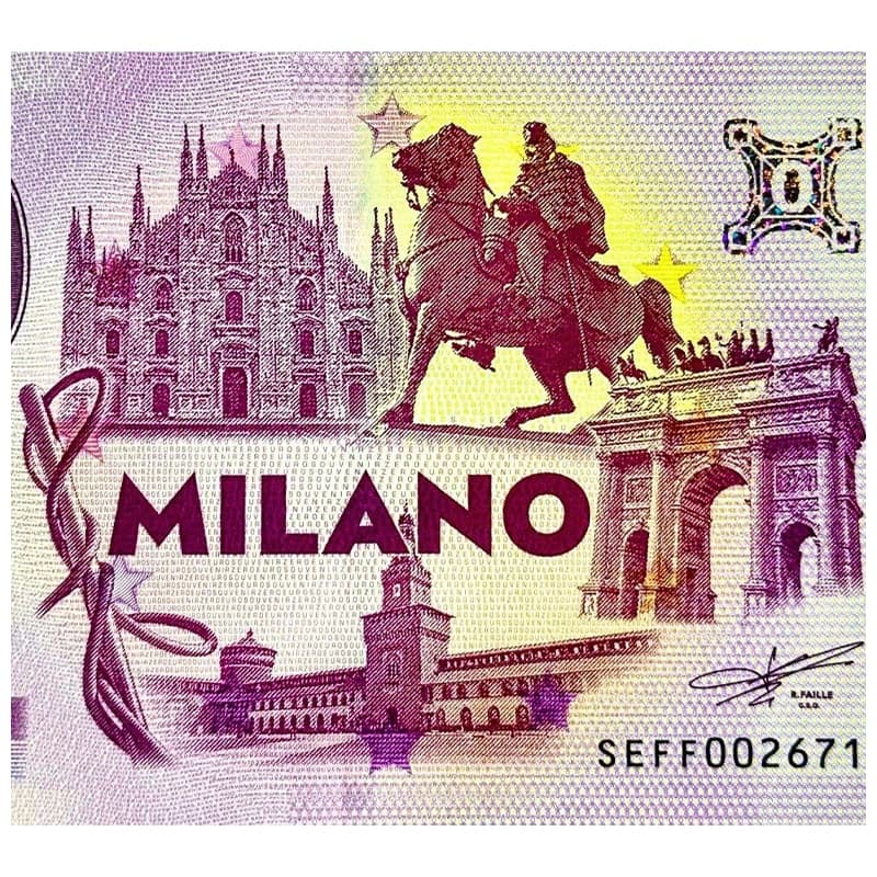 اسکناس صفر یورو شهر میلان ایتالیا 2024 Milano — تصویر ۴