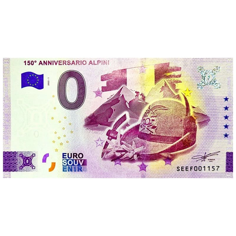 اسکناس صفر یورو سالگرد 150 سالگی آلپینی Anniversario Alpini 2022