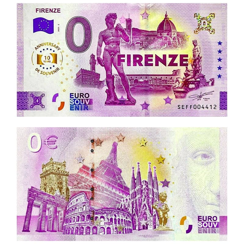اسکناس صفر یورو فلورانس ایتالیا 2025 Firenze — تصویر ۷