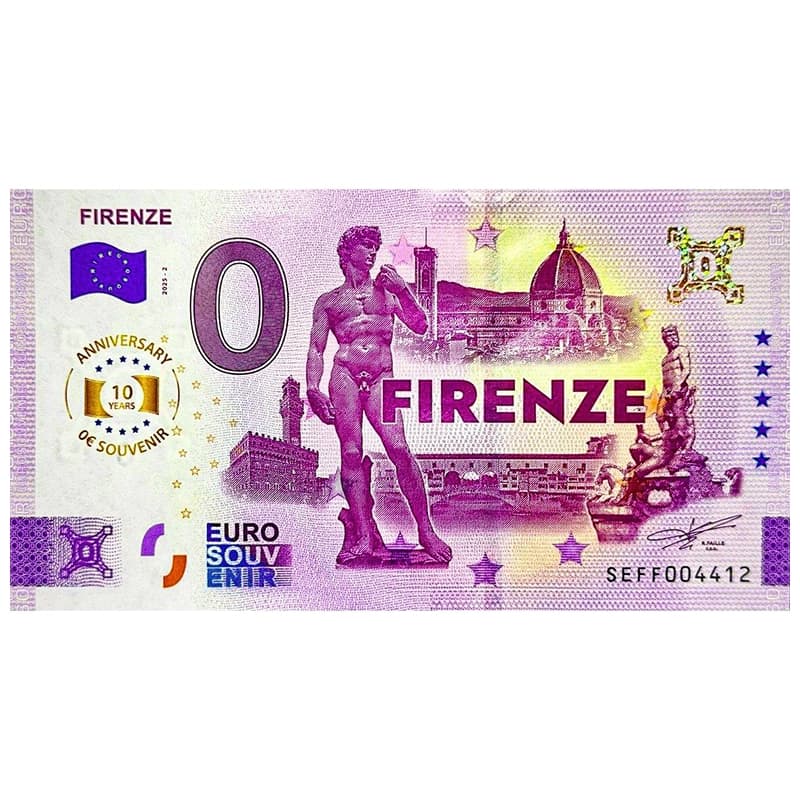 اسکناس صفر یورو فلورانس ایتالیا 2025 Firenze — تصویر ۵