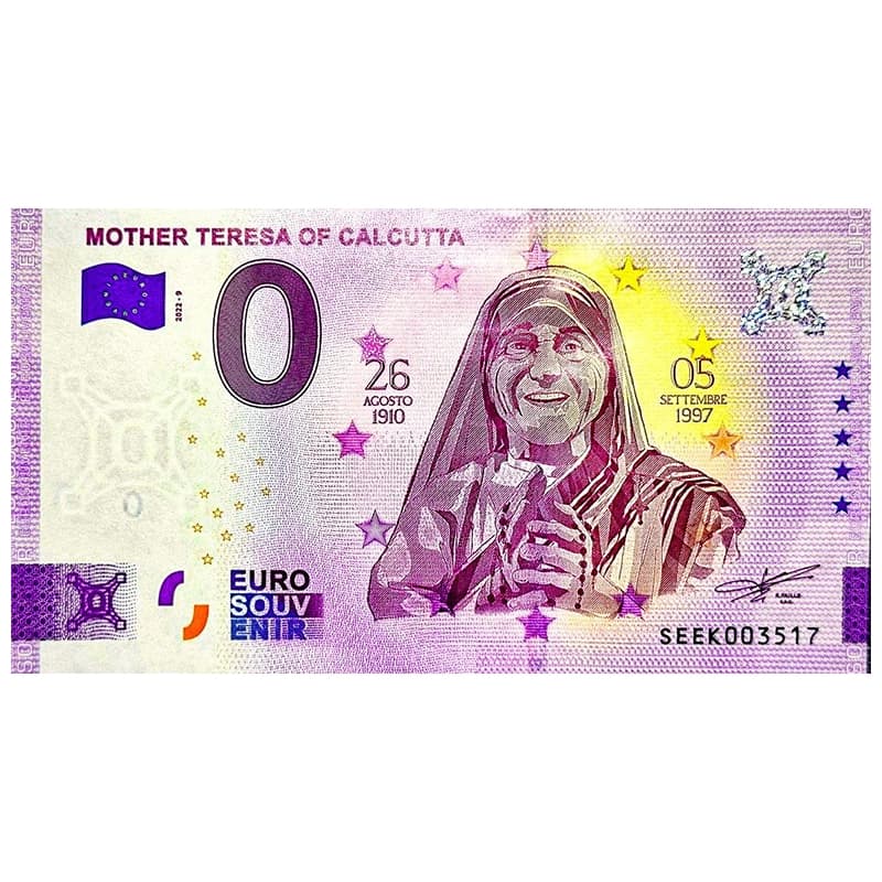 اسکناس صفر یورو مادر ترزا 2022 Mother Teresa Of Calcutta — تصویر ۵