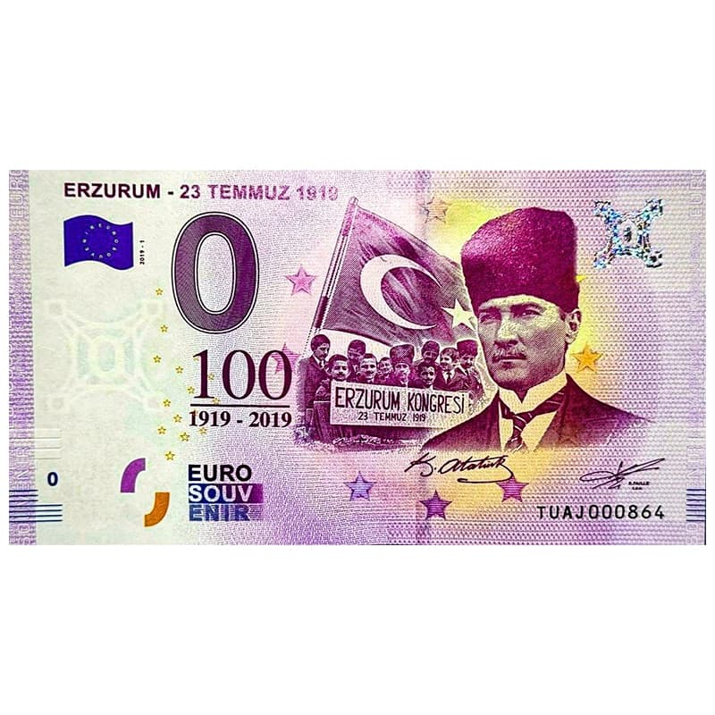 اسکناس صفر یورو ارزروم مصطفی کمال آتاتورک 2019 Erzurum — تصویر ۵