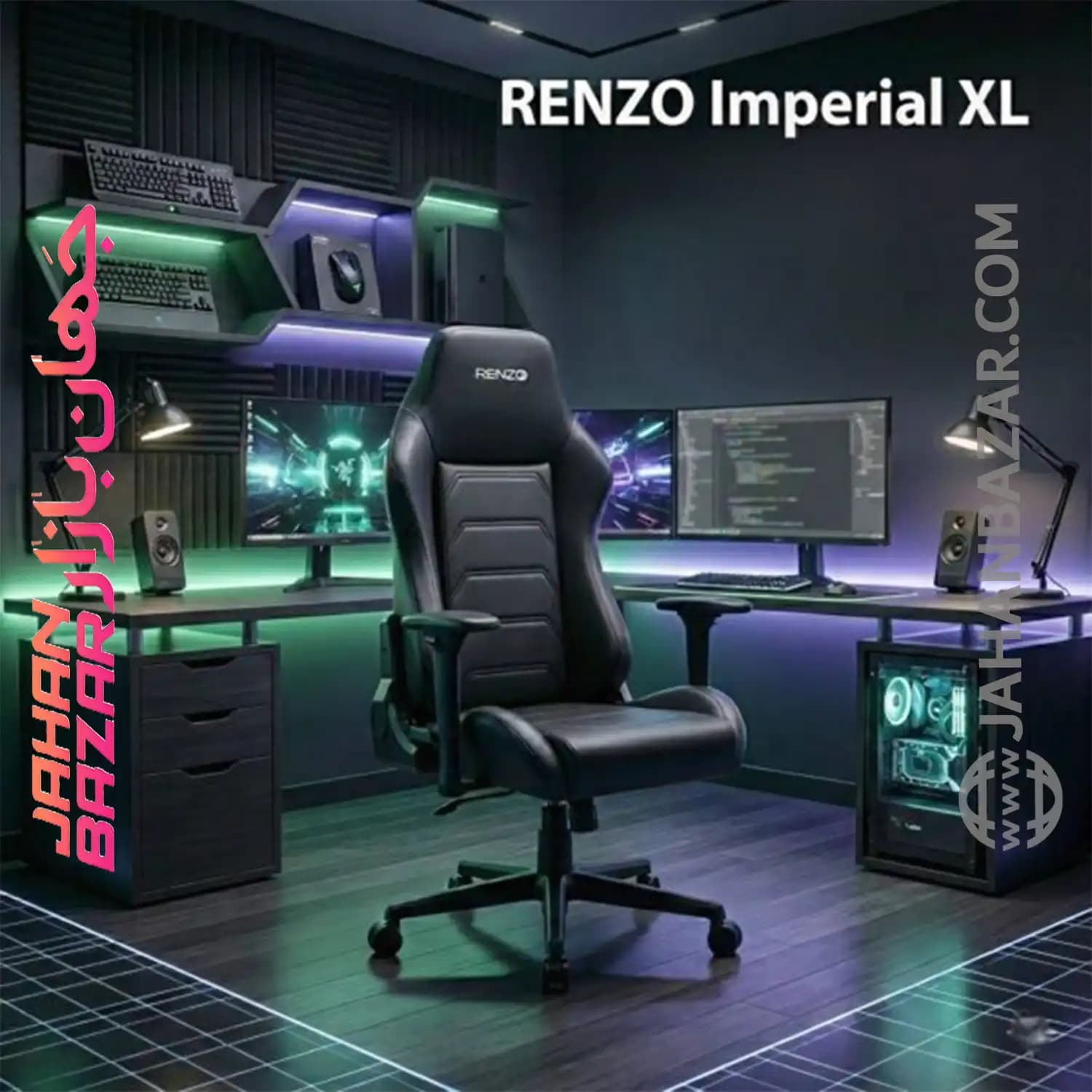 صندلی گیمینگ رنزو مدل RENZO Imperial XL Carbon Black — تصویر ۷