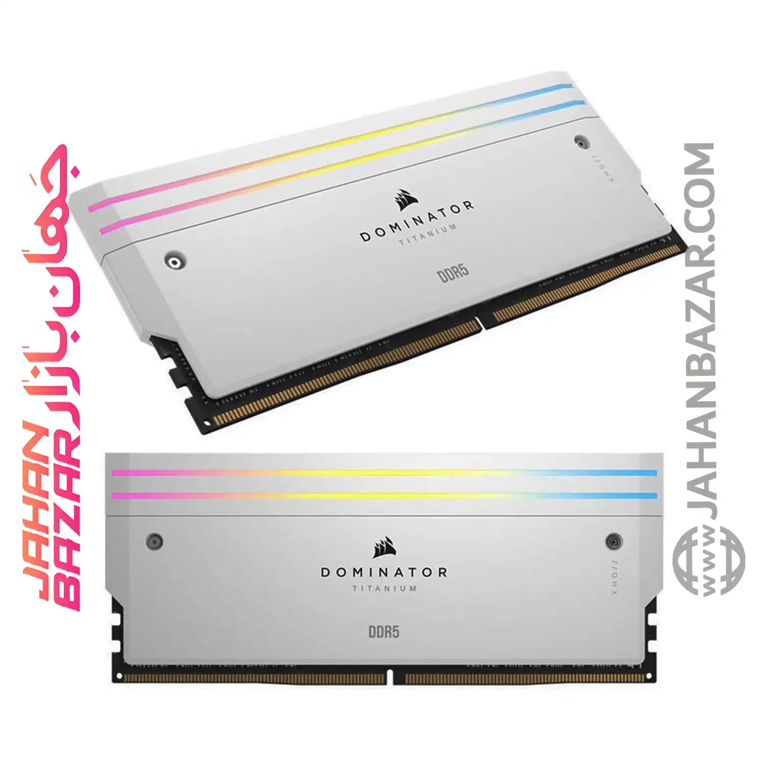 رم دسکتاپ Corsair کورسیر دو کاناله CL34 مدل DDR5 7000 MHz DOMINATOR TITANIUM WHITE RGB ظرفیت 32 GB — تصویر ۲