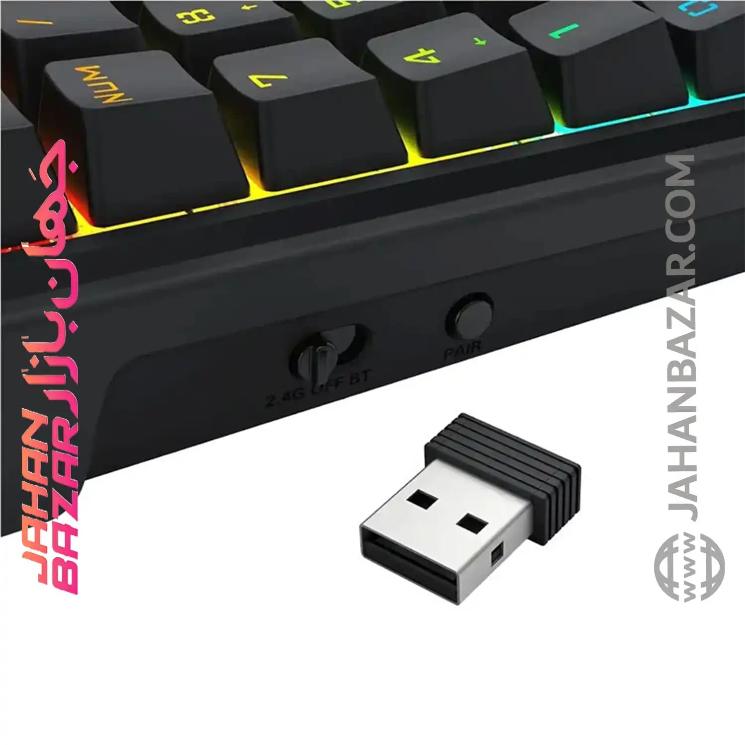 کیبورد اعداد نام پد بی سیم ردراگون Redragon مدل K733 PRO RGB دو حالته کامپیوتر و محاسبه — تصویر ۴