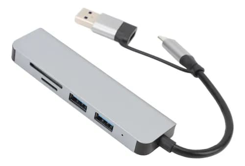 هاب و رم ریدر دو سر USB و Type-c دارای 5 پورت به همراه کارتخوانهای SD و TF مدل T-3629 — تصویر ۳