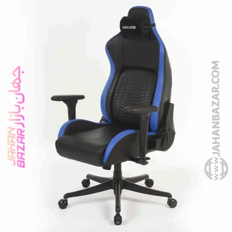صندلی گیمینگ رنزو مدل RENZO Royal Blue Navy آبی دریایی — تصویر ۵