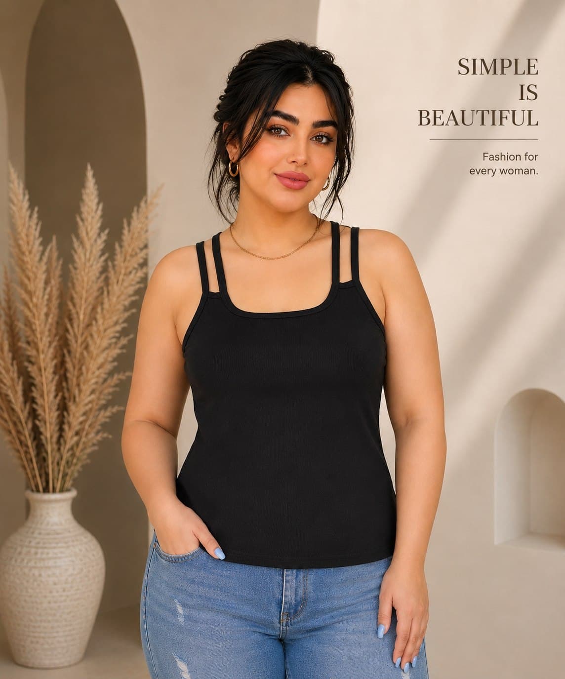 تاپ زنانه مشکی دو بند