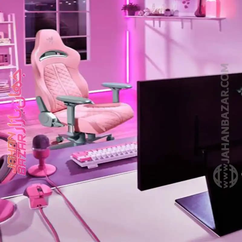 صندلی گیمینگ ریزر مدل Razer Enki Quartz صورتی — تصویر ۴